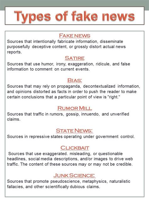 what are the different types of fake news